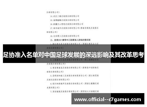 足协准入名单对中国足球发展的深远影响及其改革思考