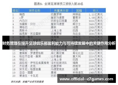财务管理在提升足球俱乐部盈利能力与可持续发展中的关键作用分析 财务管理在提升足球俱乐部盈利能力与可持续发展中的关键作用分析